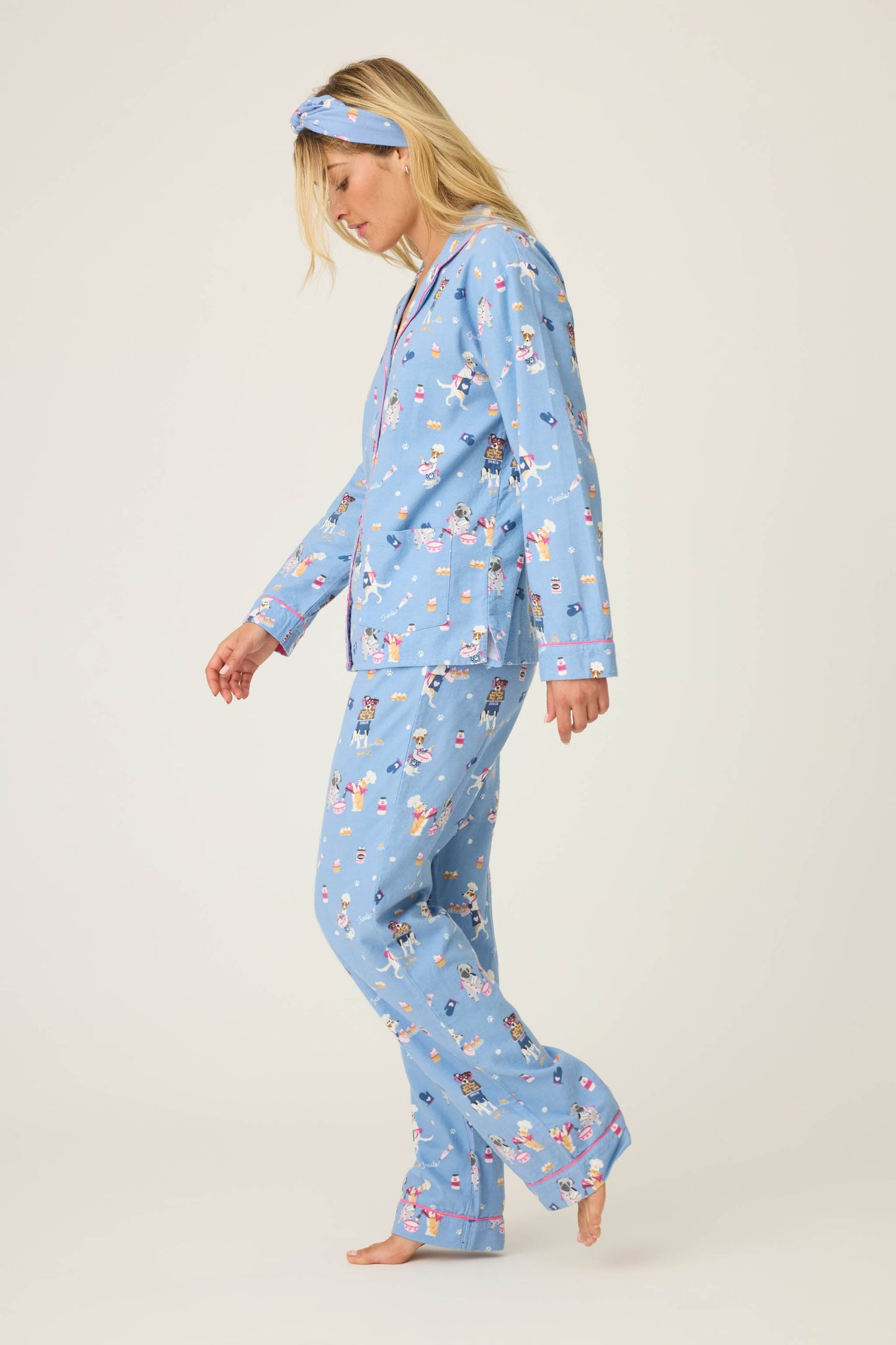Baked Woof Love Dog Print 3-Piece Flannel PJ Set
