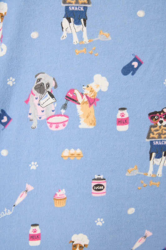 Baked Woof Love Dog Print 3-Piece Flannel PJ Set