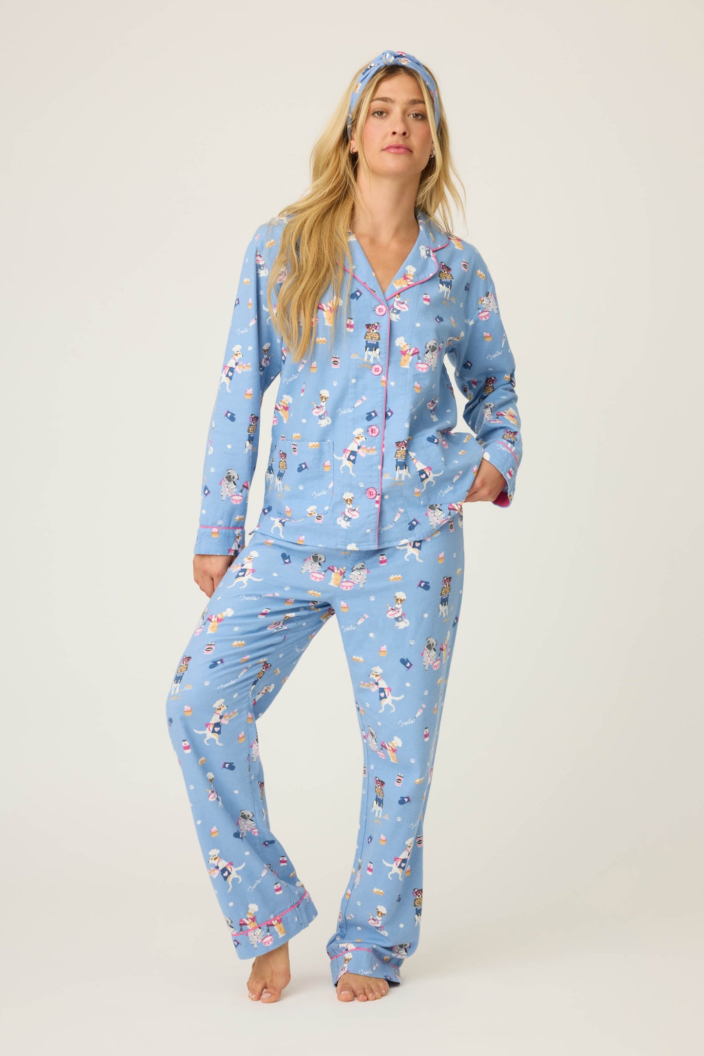 Baked Woof Love Dog Print 3-Piece Flannel PJ Set