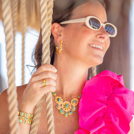 Sparkling Shore Hoop Earrings - Pearl