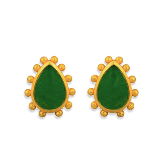 Starburst Stud Earrings - Green Strawberry Quartz