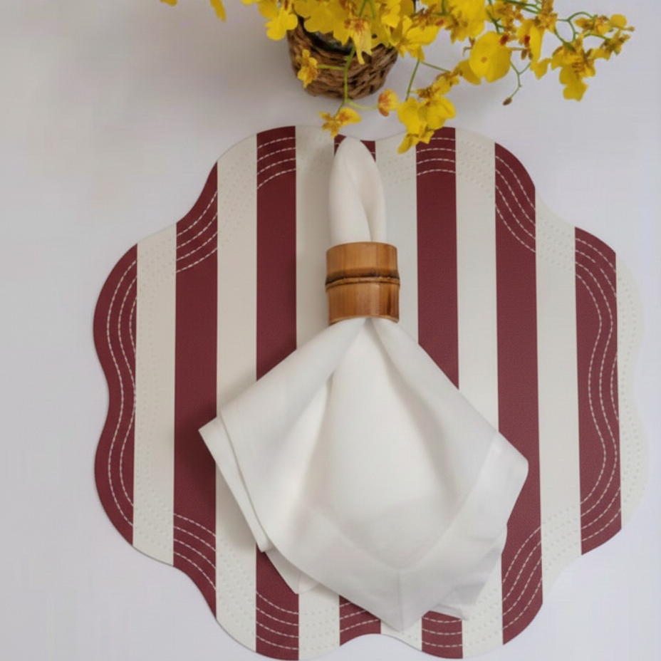 Retro Striped Faux Leather Placemat