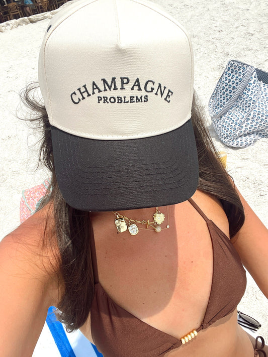 Champagne Problems - Black Vintage Trucker Hat