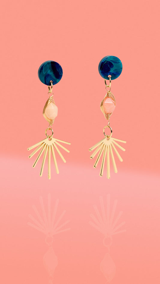 Celestial Midnight Bloom Three Tier Dangles