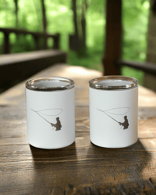 Limited Edition Fisherman Glass Lined Whiskey Glass in White Set of 2