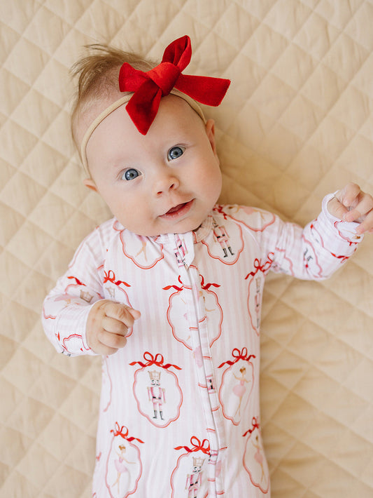 Bamboo Zip Romper | Pink Nutcracker