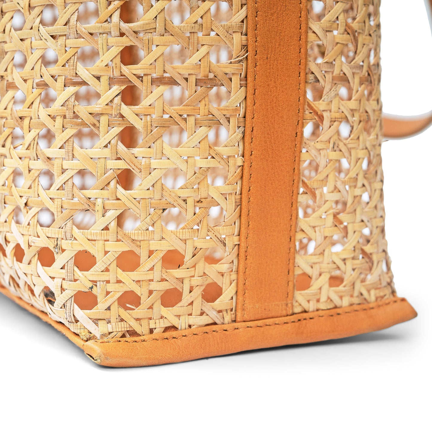 Rattan and Leather Carry All Tote