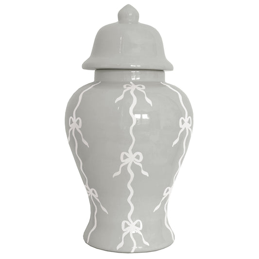 Bow Stripe Ginger Jars in Light Gray