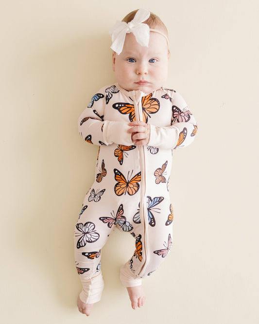 Bamboo Zip Romper | Butterflies