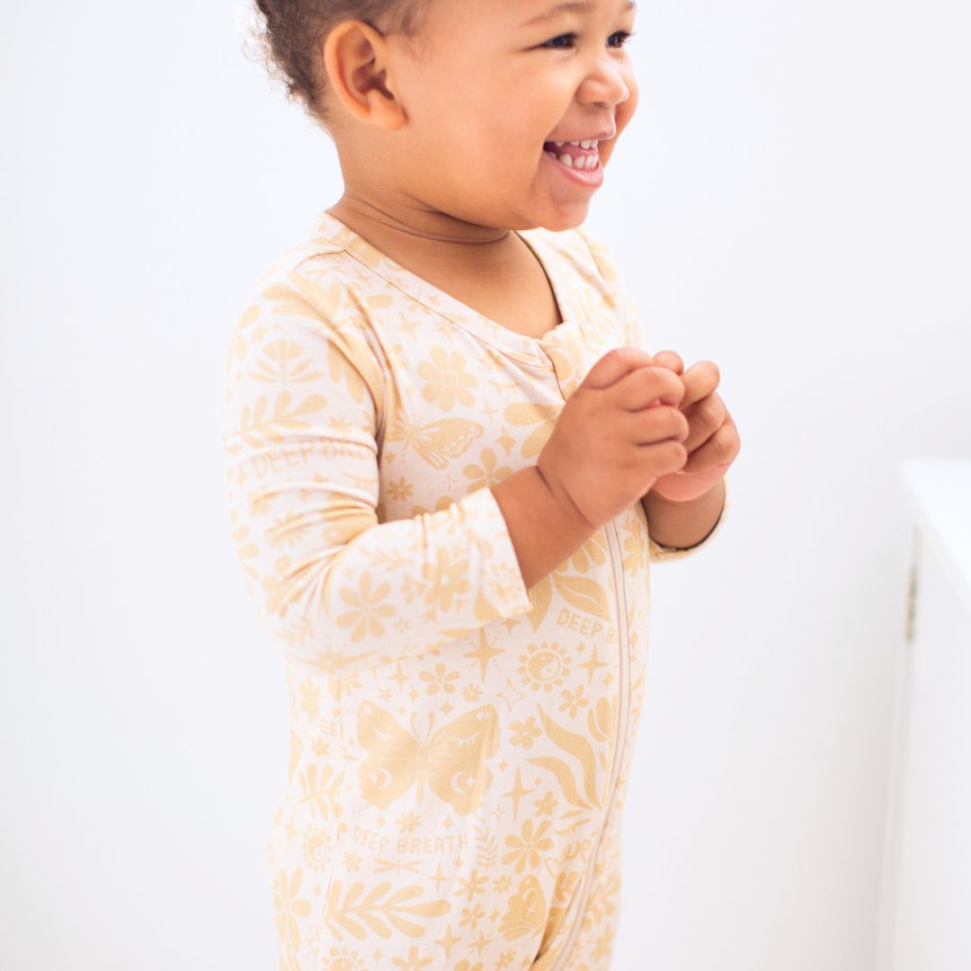 The Second-Skin Footless Romper | Om Baby (Beige) | "Deep Breath"