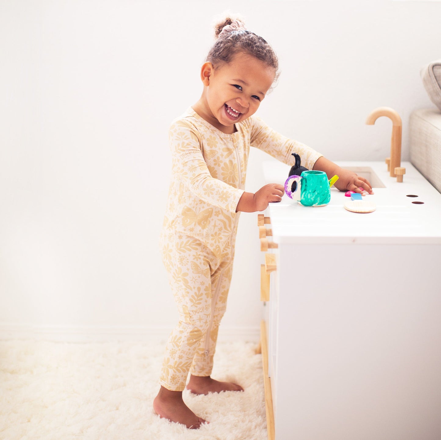 The Second-Skin Footless Romper | Om Baby (Beige) | "Deep Breath"