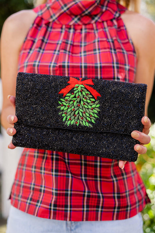 Black Mistletoe - Beaded Clutch