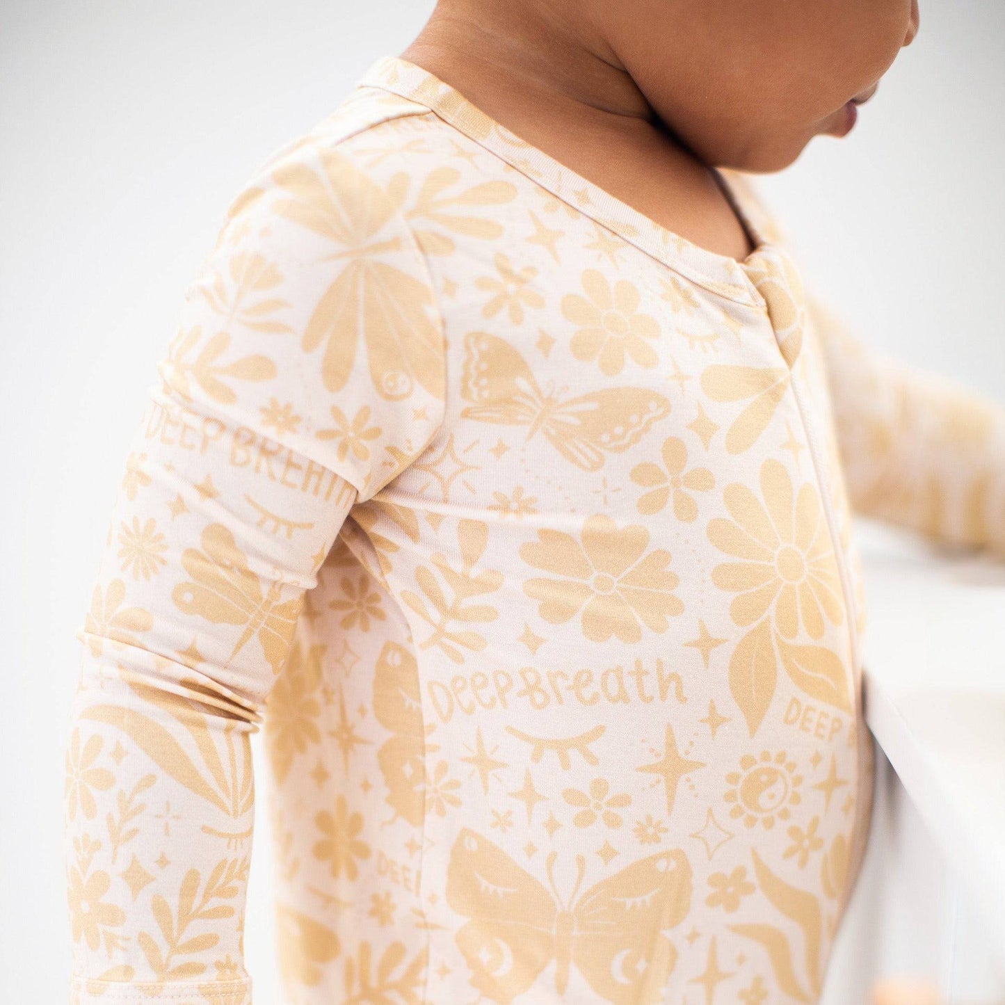 The Second-Skin Footless Romper | Om Baby (Beige) | "Deep Breath"