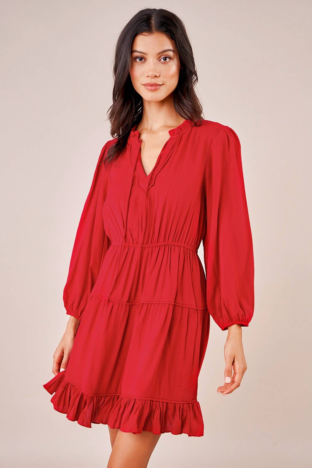 Lilly Long Sleeve Red Dress - Salud HTX