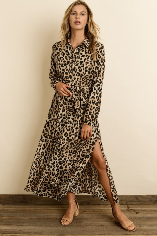 Luna Leopard Self-Tie Dress - Salud HTX