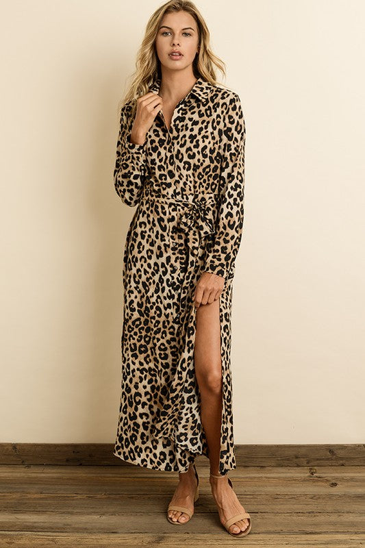 Luna Leopard Self-Tie Dress - Salud HTX