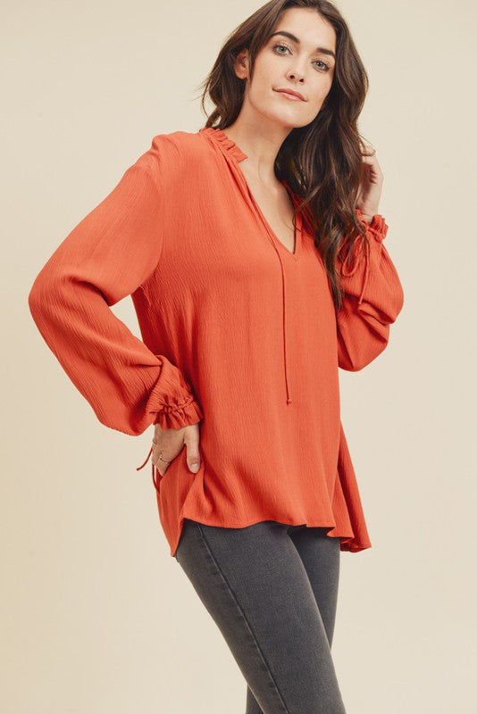 Spiced Ruffle Blouse - Salud HTX