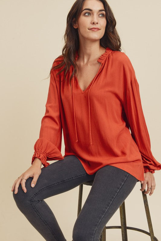Spiced Ruffle Blouse - Salud HTX
