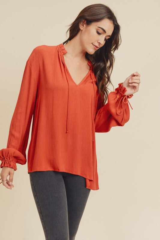 Spiced Ruffle Blouse - Salud HTX