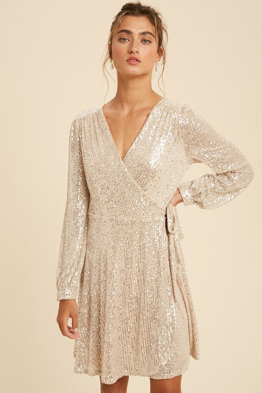 Champagne Sequin Dress - Salud HTX