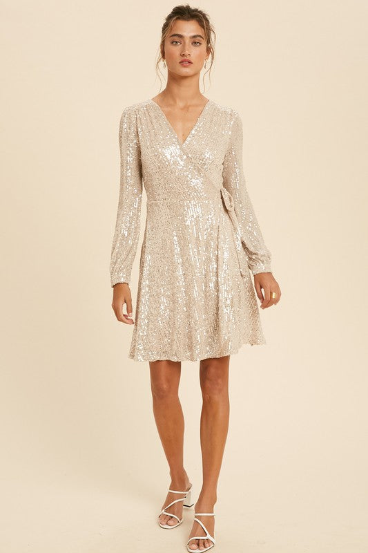 Champagne Sequin Dress - Salud HTX