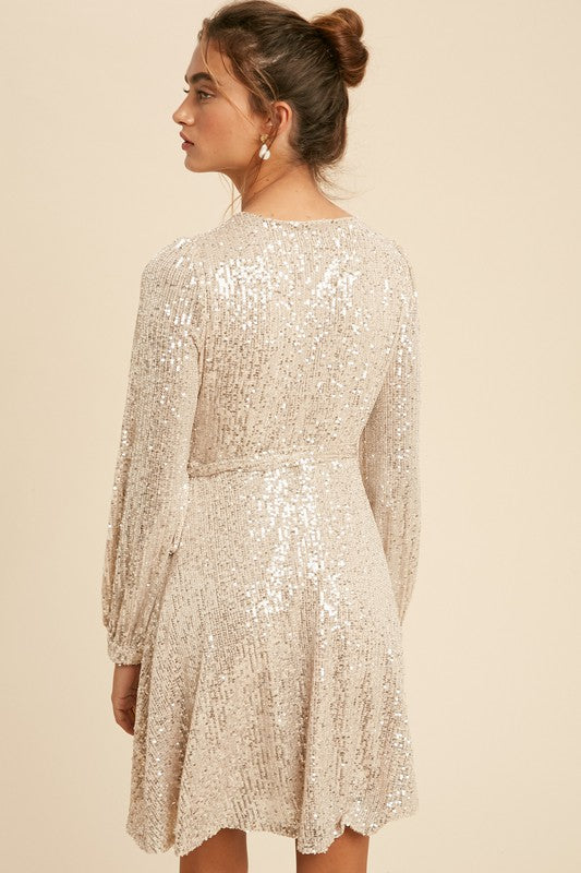 Champagne Sequin Dress - Salud HTX
