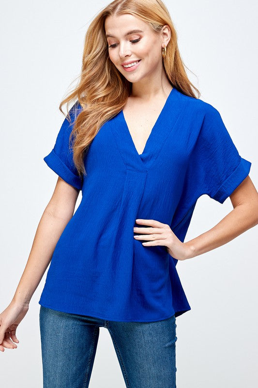 Royal Blue V-Neck Top - Salud HTX