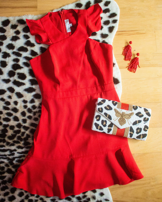 Red Ruffle Mini Dress