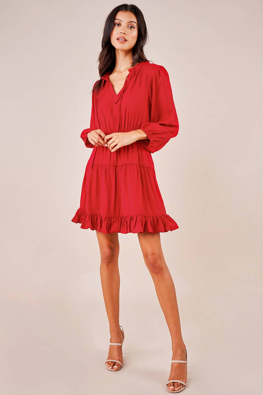 Lilly Long Sleeve Red Dress - Salud HTX