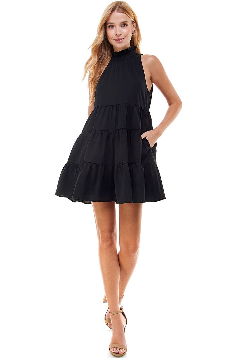 Black Multi Tiered Sleeveless Dress - Salud HTX