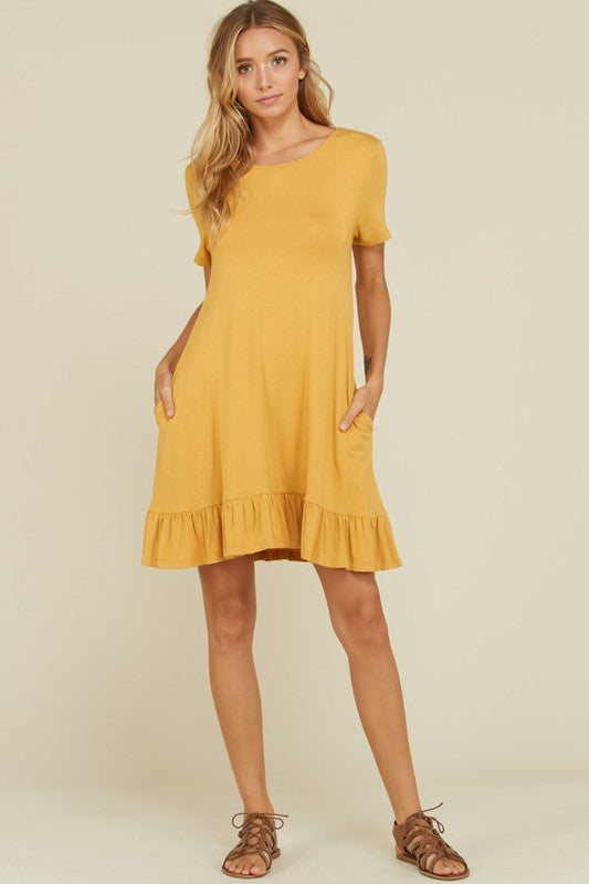 Mardi Gras Mustard Ruffle Dress - Salud HTX