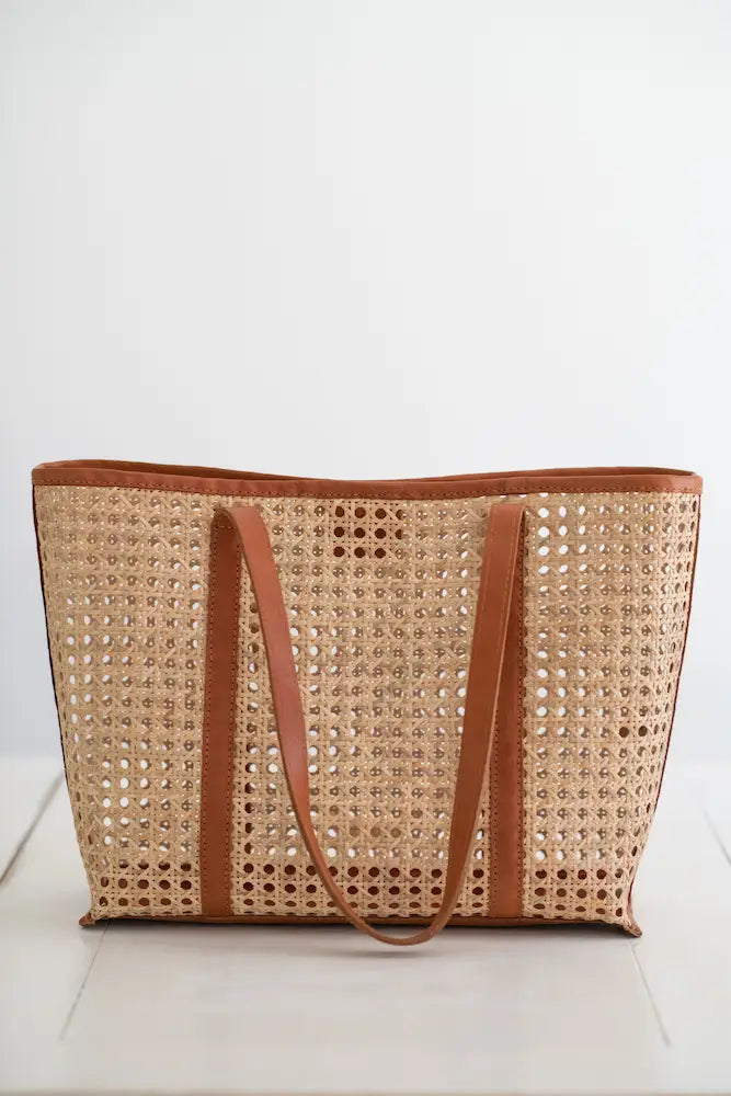 Los Cabos Bamboo & Leather Tote Bag