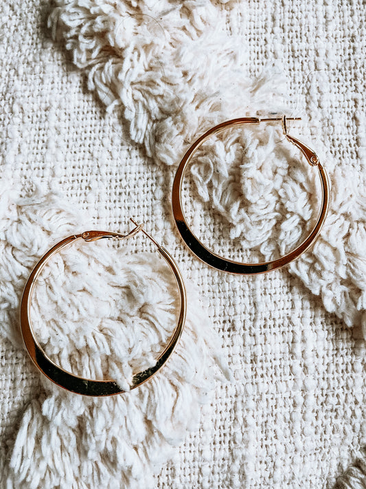 Gold Flattened Hoops - Salud HTX