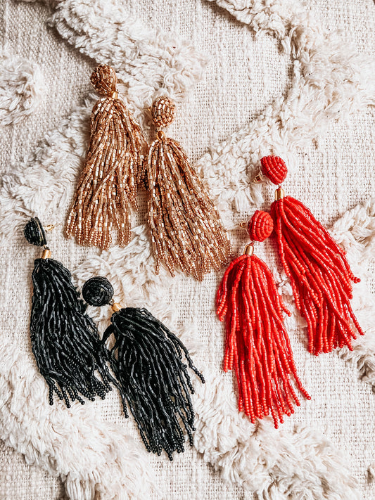 Beaded Tassel Earrings - Salud HTX