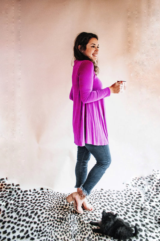 Magenta Cowl Neck Tunic Top - Salud HTX