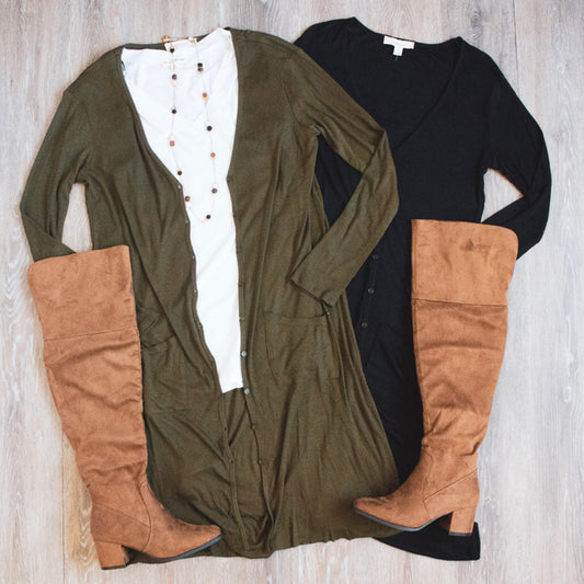 Long Button Down Cardigan - Salud HTX