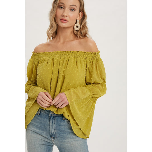 Chartreuse Off The Shoulder Top
