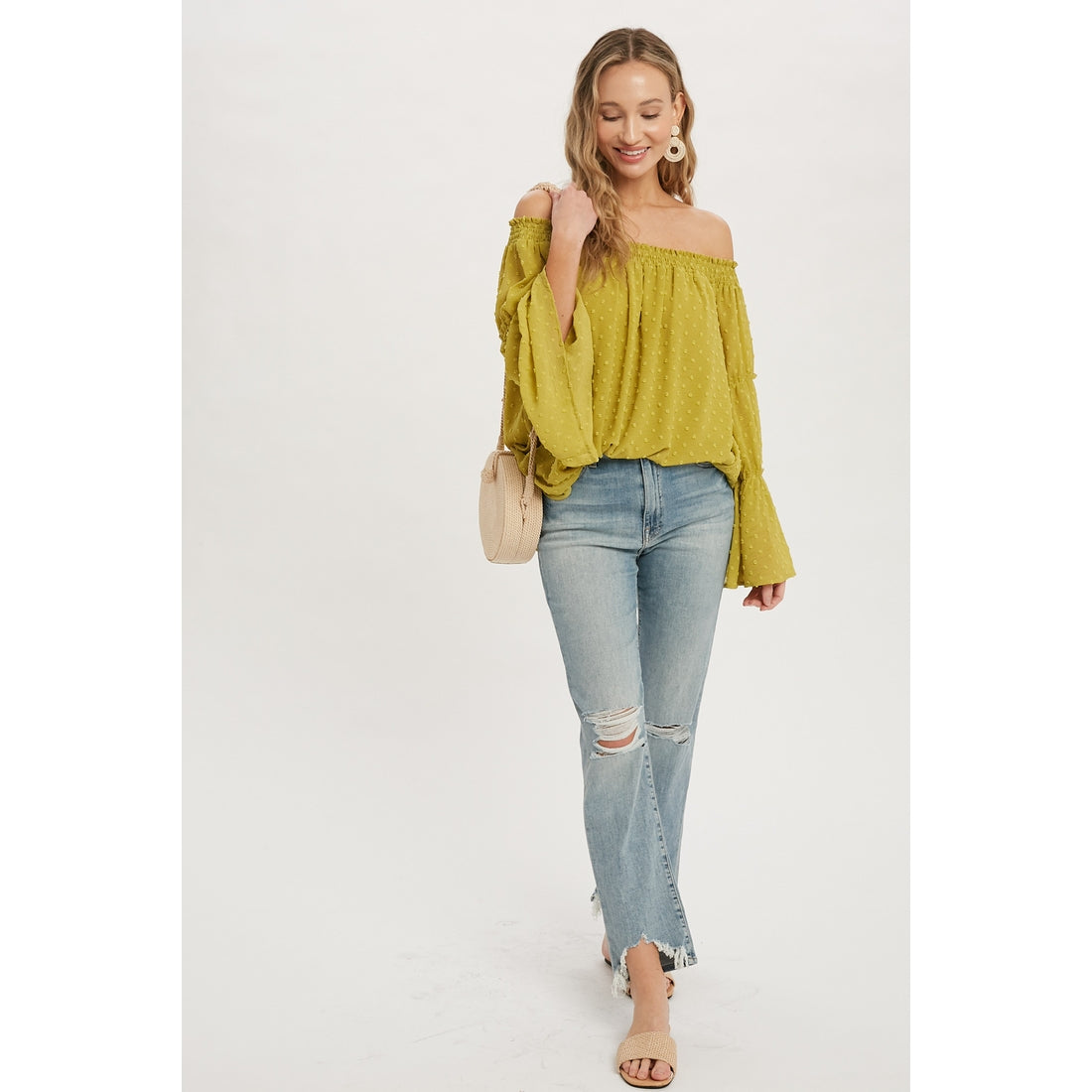 Chartreuse Off The Shoulder Top