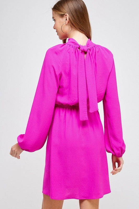Magenta Bow Detailed Dress - Salud HTX