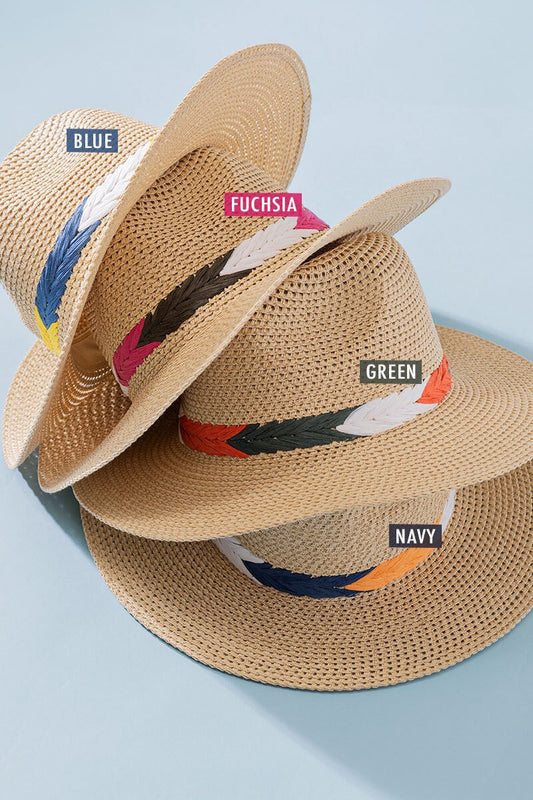 MULTI COLOR STRAW PANAMA HAT