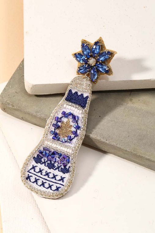 Floral Beaded Tequila Bottle Earrings