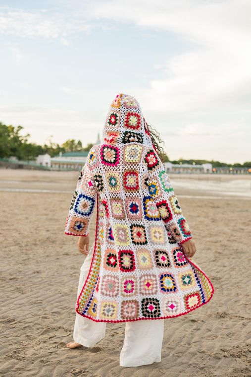 Hooded Crochet Kimono