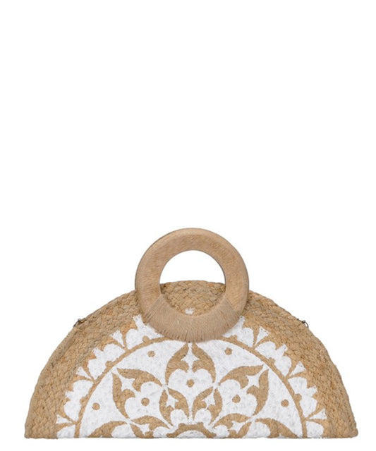 Ivory Jute Straw Clutch - Salud HTX