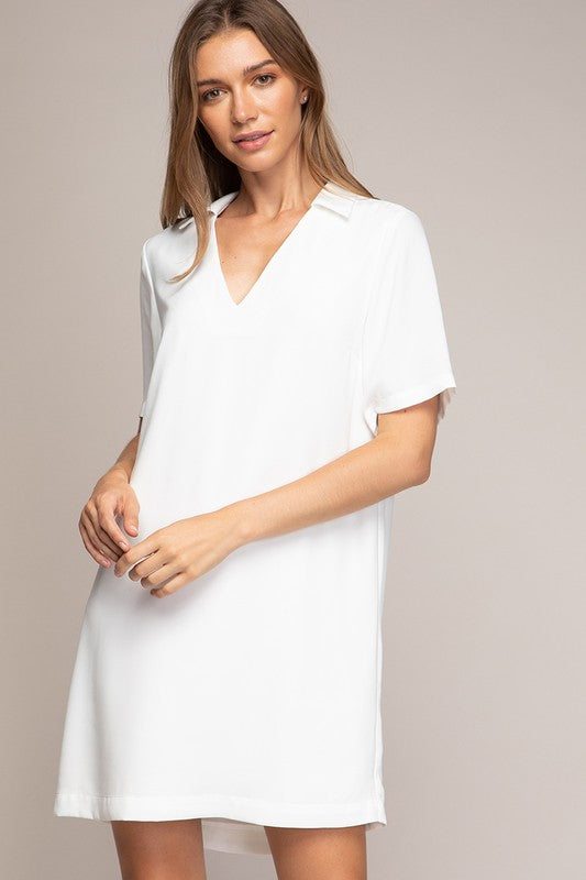Santorini Shift Dress in White - Salud HTX