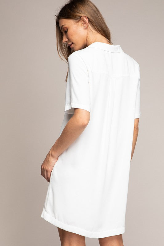 Santorini Shift Dress in White - Salud HTX