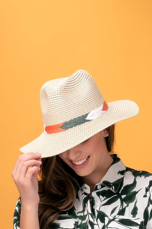 MULTI COLOR STRAW PANAMA HAT